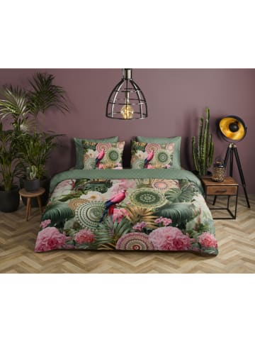 Hip Komplet pościeli satynowej "Palay" w kolorze zielonym ze wzorem