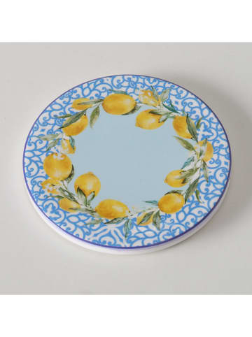 Boltze 4er-Set: Untersetzer "Capri" in Hellblau/ Gelb - Ø 10 cm