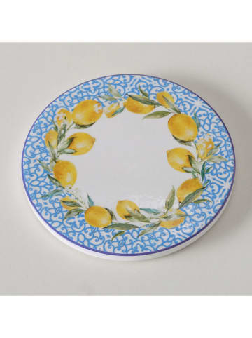 Boltze 4er-Set: Untersetzer "Capri" in Hellblau/ Gelb - Ø 10 cm