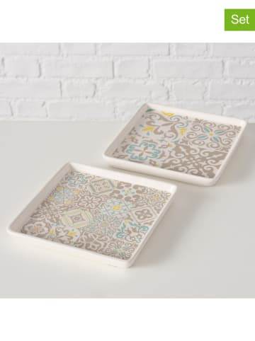 Boltze 2er-Set: Servierteller "Portofino" in Weiß/ Beige - (L)16 x (B)16 cm