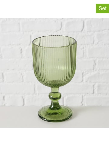 Boltze 4er-Set: Weingläser "Rigano" in Grün - (H)16 cm