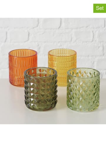 Boltze 4er-Set: Windlichter ''Structa'' in Bunt - (H)9 cm
