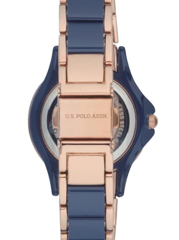 U.S. Polo Assn. Quarzuhr in Roségold/ Dunkelblau
