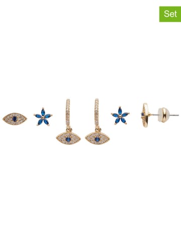 U.S. Polo Assn. 3er-Set: Vergold. Ohrringe mit Kristallen