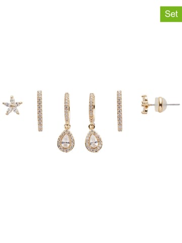 U.S. Polo Assn. Pozłacane kolczyki (3 pary) z kryształami