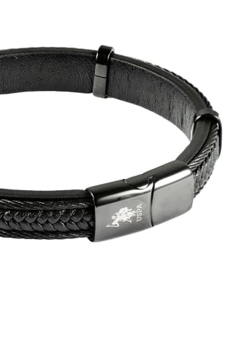 U.S. Polo Assn. Leder-Armband in Schwarz