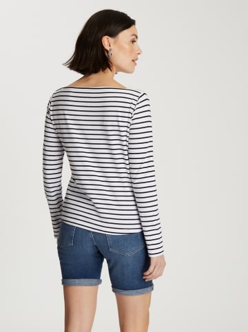 Cross Jeans Longsleeve in Weiß/ Schwarz