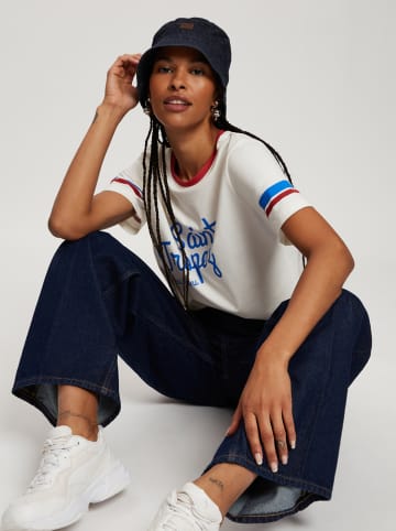 Cross Jeans Shirt in Weiß/ Hellblau