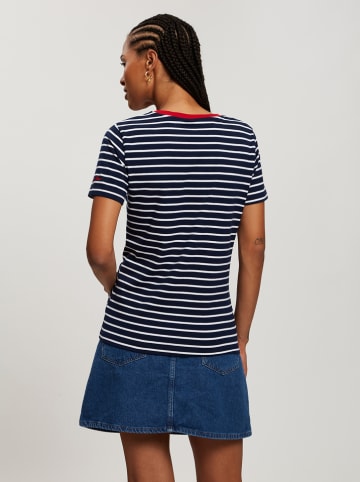 Cross Jeans Koszulka w kolorze granatowo-białym