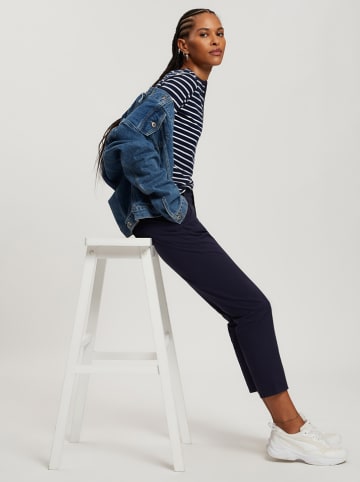 Cross Jeans Shirt in Dunkelblau/ Weiß