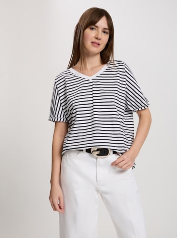 Cross Jeans Shirt in Weiß/ Schwarz