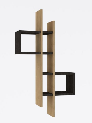 Evila Wall ShelfWandregal in Hellbraun/ Schwarz - (B)53,8 x (H)108 x (T)19,6 cm