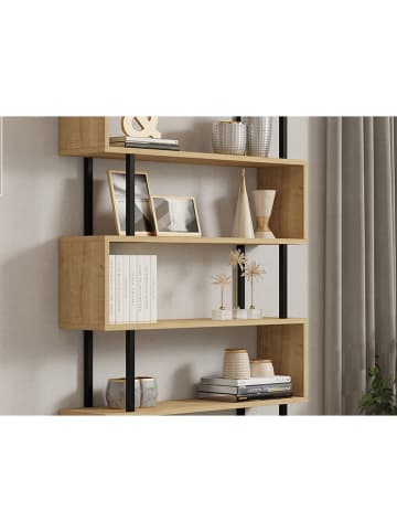 Evila Boekenkast "Hector" lichtbruin/zwart - (B)90 x (H)162,6 x (D)22 cm