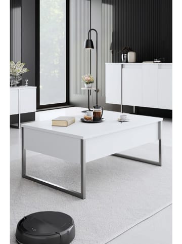 Evila Salontafel wit/zilverkleurig - (B)90 x (H)60 x (D)40 cm