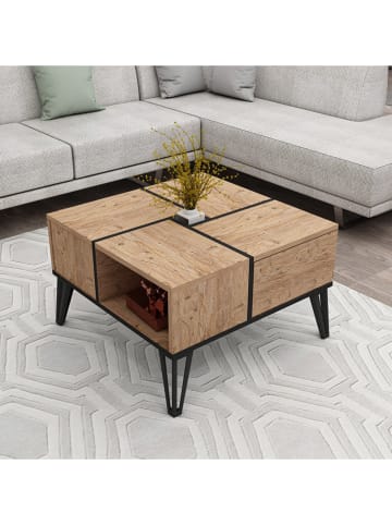 Evila Couchtisch in Hellbraun/ Schwarz - (B)71,8 x (H)43,8 x (T)71,8 cm