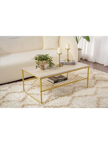Evila Couchtisch in Beige/ Gold - (B)95 x (H)42 x (T)55 cm