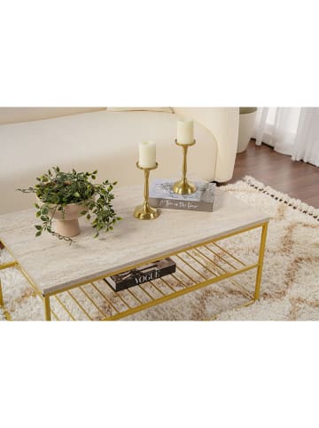 Evila Couchtisch in Beige/ Gold - (B)95 x (H)42 x (T)55 cm