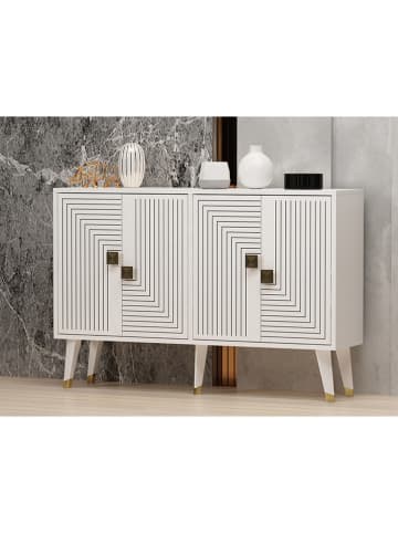 Evila Sideboard "Ahart" in Weiß - (B)120 x (H)80 x (T)30 cm