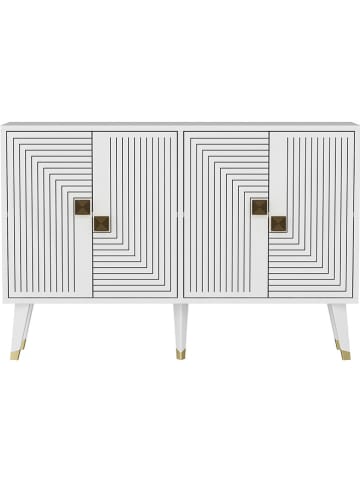 Evila Sideboard "Ahart" in Weiß - (B)120 x (H)80 x (T)30 cm