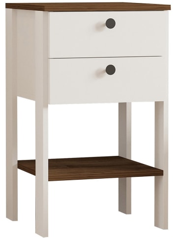Evila Nachttisch "Ruzisa" in Weiß/ Braun - (B)44 x (H)75 x (T)44 cm