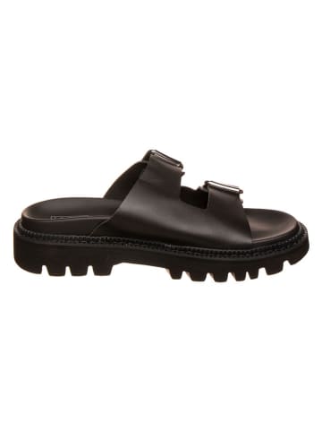 Tommy Hilfiger Leren slippers zwart