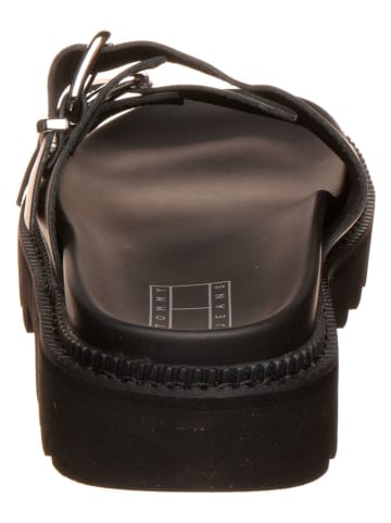 Tommy Hilfiger Leren slippers zwart