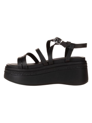 Tommy Hilfiger Leren sleehaksandalen zwart