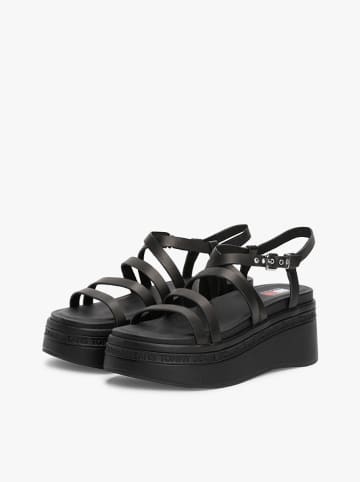 Tommy Hilfiger Shoes Leder-Keilsandaletten in Schwarz