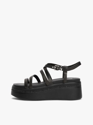 Tommy Hilfiger Shoes Leder-Keilsandaletten in Schwarz