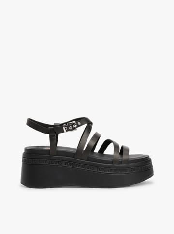 Tommy Hilfiger Shoes Leder-Keilsandaletten in Schwarz