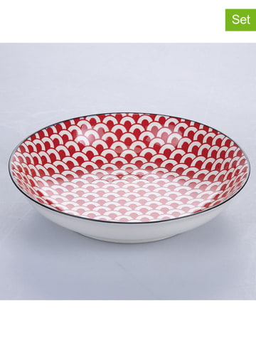 Villa d´Este 6-delige set: soepborden "Confusion" rood/wit - Ø 20,5 cm