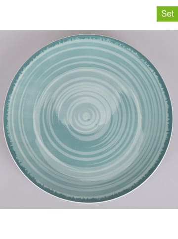 Villa d´Este 6-delige set: dinerborden "Baita" turquoise - Ø 27 cm