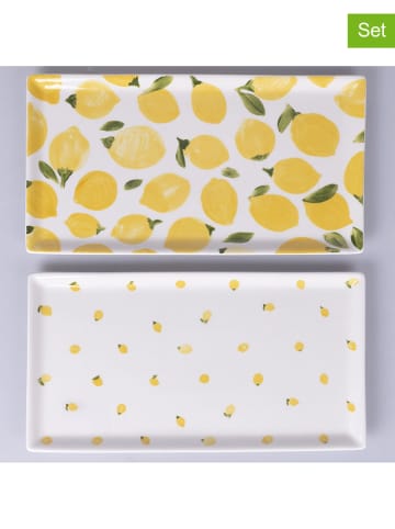 Villa d´Este 4-delige set: serveerplateaus "Fruit Life" geel/wit - (L)31,5 x (B)16,5 cm