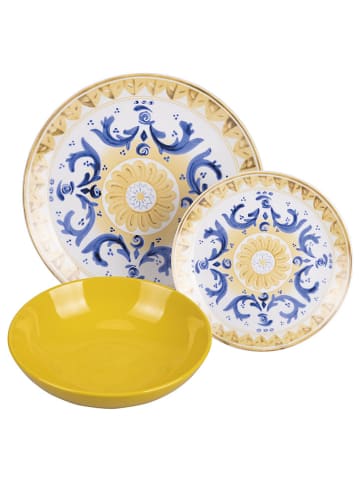 Villa d´Este 18-delig tafelservies "Sicilia" donkerblauw/geel