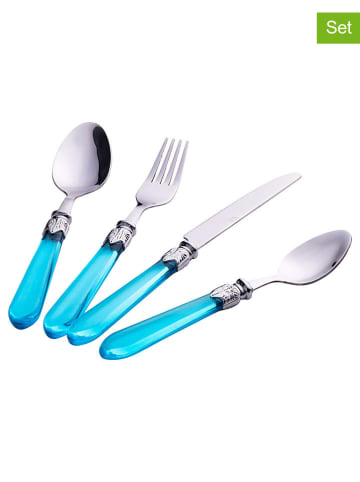 Villa d´Este 24tlg. Besteck-Set "Imperial" in Silber/ Hellblau