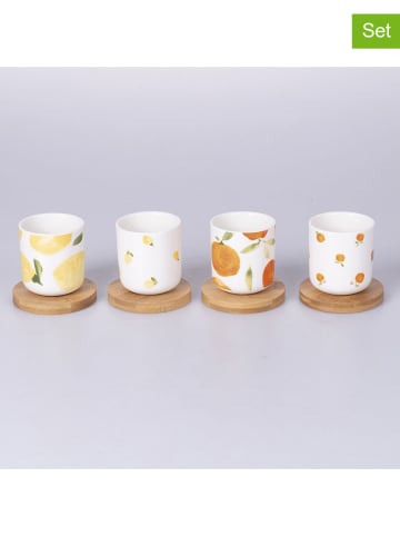 Villa d´Este 4-delige set: koffiebeker "Fruit Life" oranje/wit - 110 ml