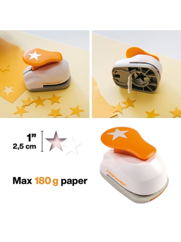 Fiskars Hebelstanzer ''Stern'' in Weiß/ Orange - (B)5 x (H)15 x (T)9 cm