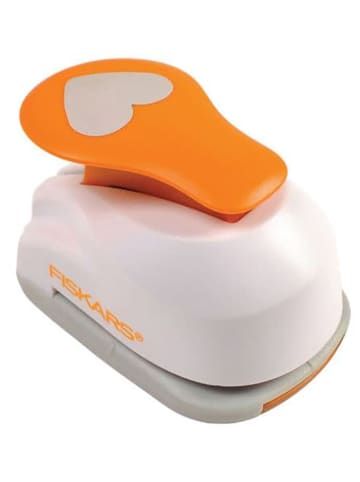 Fiskars Hebelstanzer ''Herz'' in Weiß/ Orange - (B)5 x (H)15 x (T)9 cm