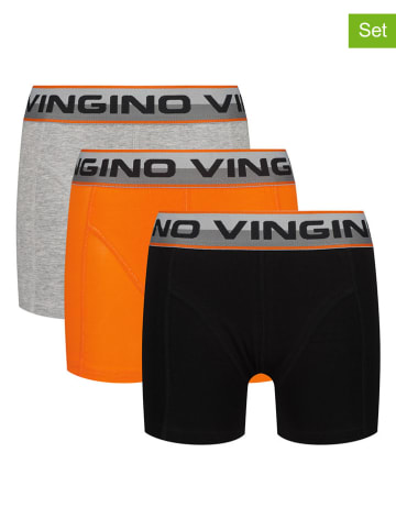 Vingino 3-delige set: boxershorts oranje/zwart/grijs