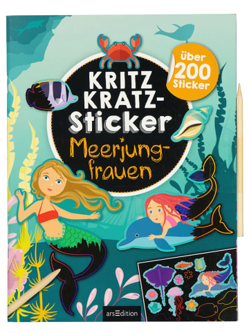 ars edition Kreativbuch "Kritzkratz-Sticker, Meerjungfrauen"