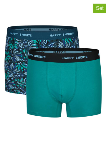 Happy Shorts 2er-Set: Boxershorts in Dunkelblau/ Grün