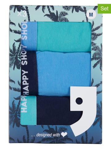 Happy Shorts 3-delige set: boxershorts turquoise/donkerblauw/lichtblauw