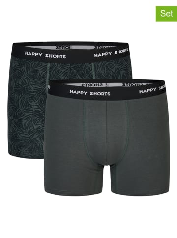 Happy Shorts 2er-Set: Boxershorts in Schwarz/ Anthrazit