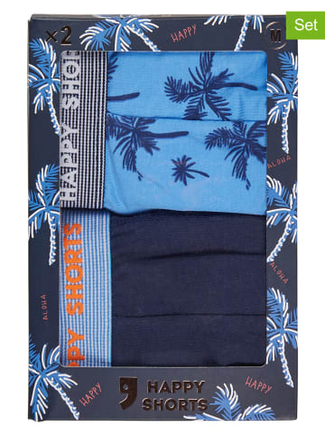 Happy Shorts 2er-Set: Boxershorts in Dunkelblau/ Hellblau