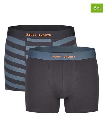 Happy Shorts 2er-Set: Boxershorts in Schwarz/ Blau