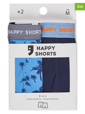 Happy Shorts 2er-Set: Boxershorts in Dunkelblau/ Blau
