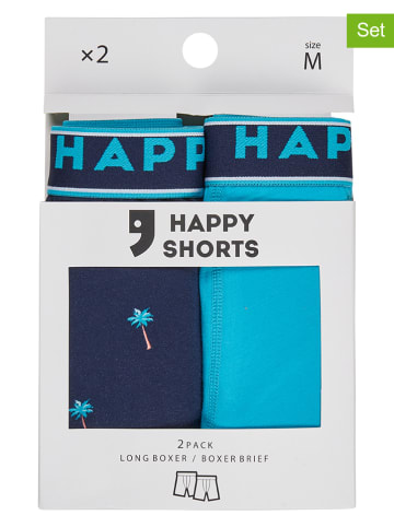 Happy Shorts 2-delige set: boxershorts donkerblauw/turquoise