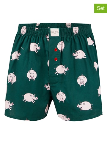 Phil & Co. Berlin 3er-Set: Boxershorts in Grün/ Blau