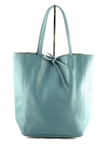 Marlon Leder-Shopper in Hellblau - (B)37 x (H)40 x (T)12 cm
