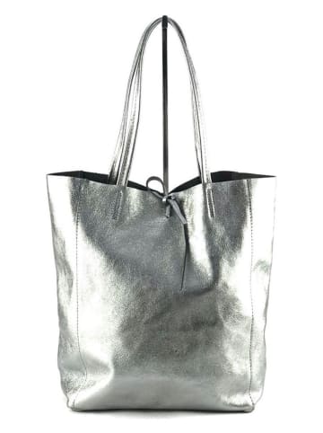 Marlon Leder-Shopper in Silber - (B)37 x (H)40 x (T)12 cm